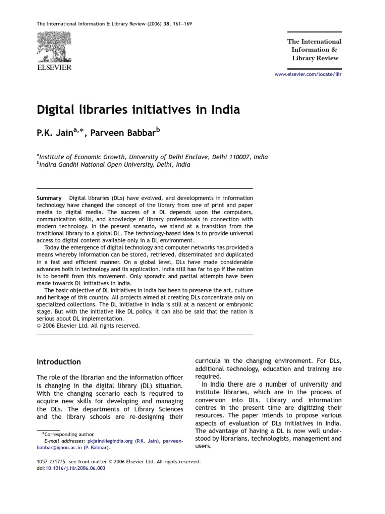 Digital Library InitiativesIndia PDF Computing And
