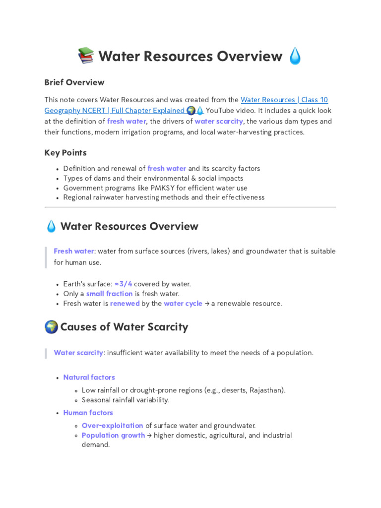 Water Resources Management Overview | PDF | Dam | Water Scarcity