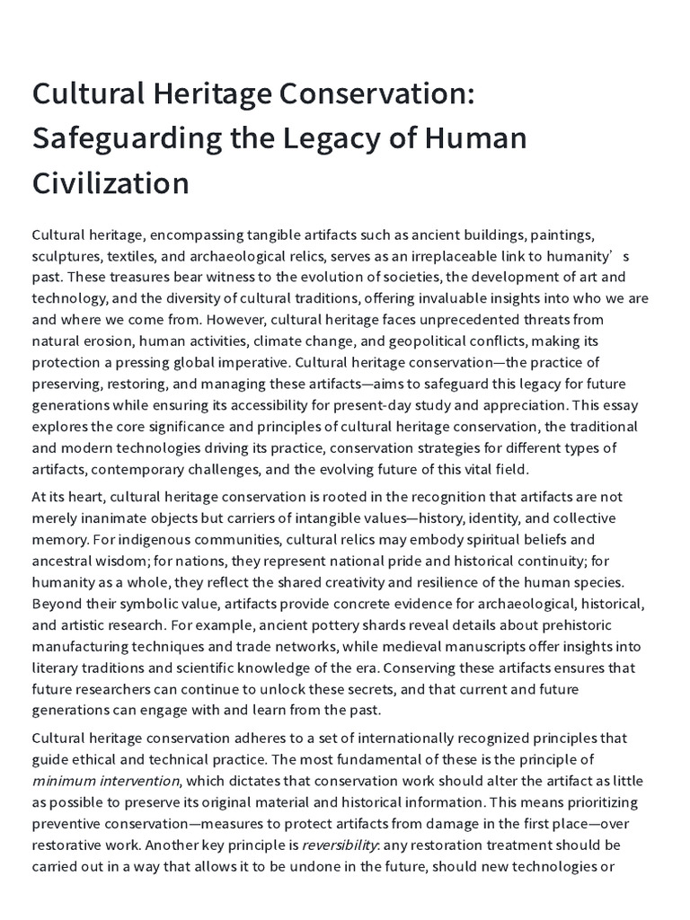 Cultural Heritage Conservation Strategies | PDF | Cultural Heritage ...