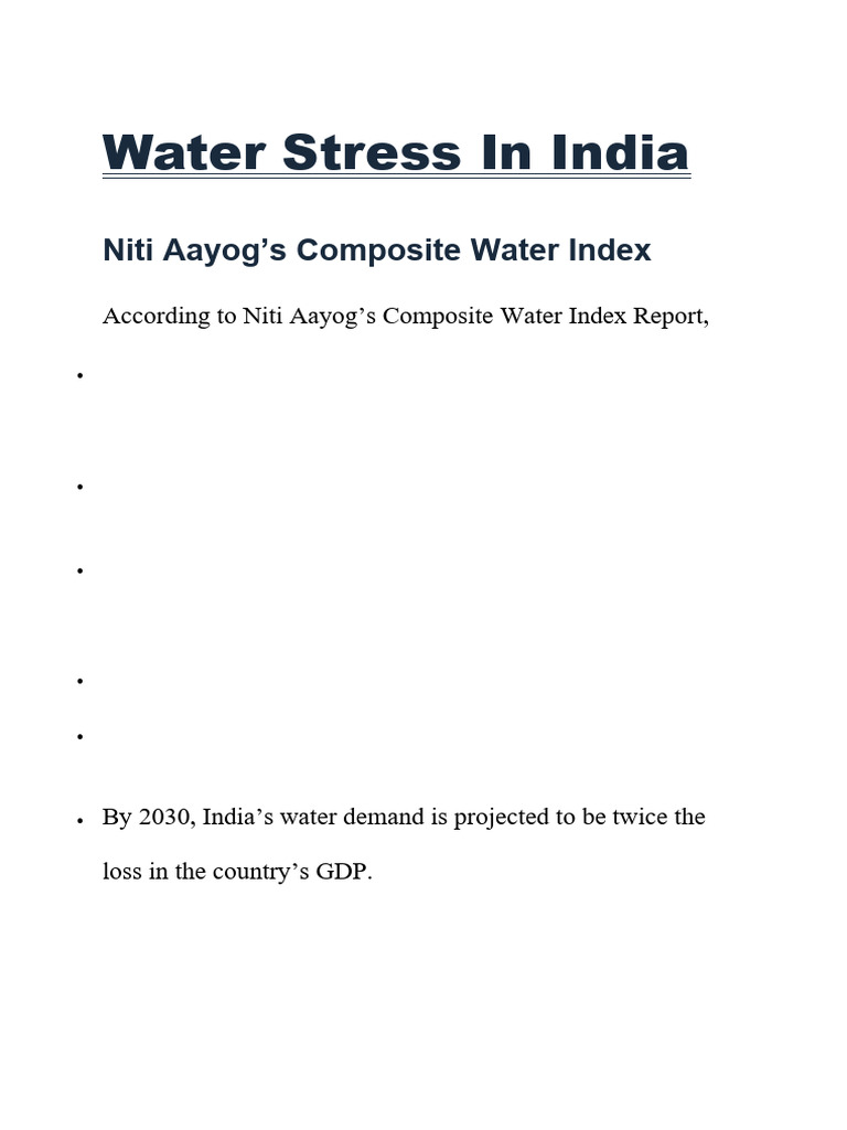 Water Stress in India | PDF | Water Scarcity | Water