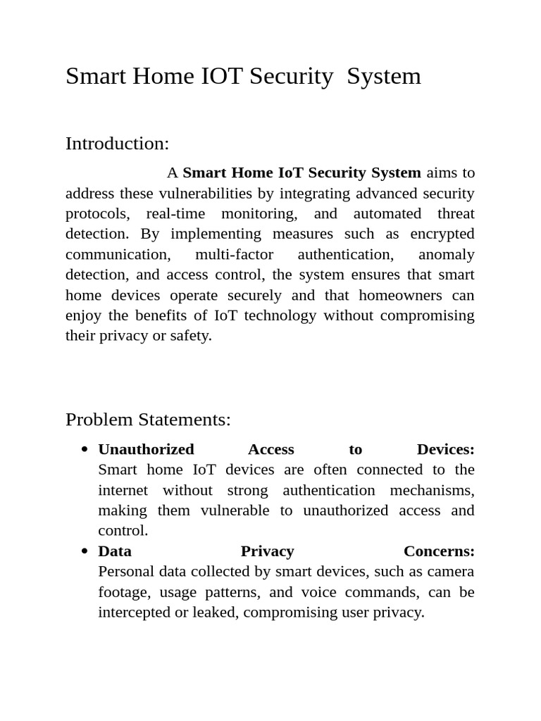 Smart Home IOT Security System | PDF | Security | Computer Security