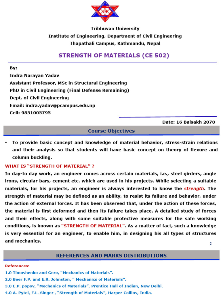 Strength of Materials Course Overview | PDF | Deformation (Engineering ...