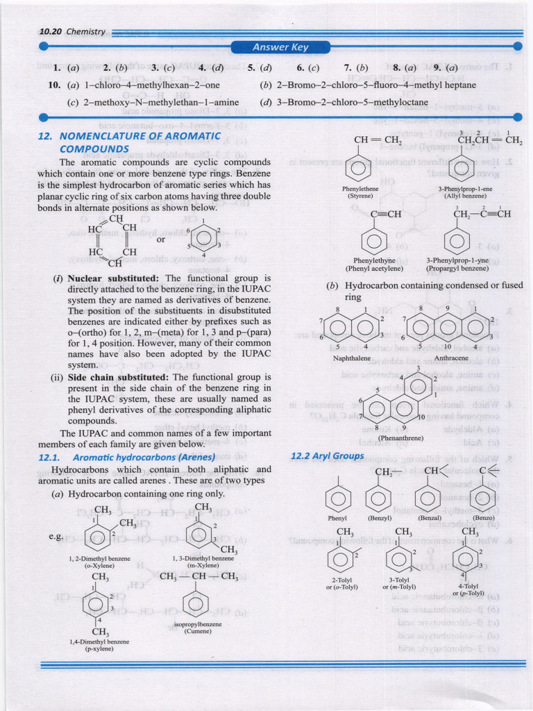 Chemistry Answer Key: Aromatic Compounds | PDF | Carboxylic Acid | Amine