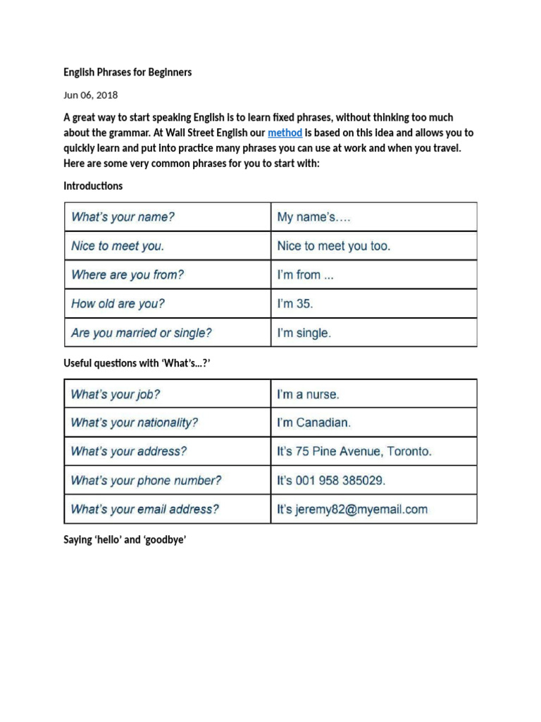 Essential English Phrases for Beginners | PDF