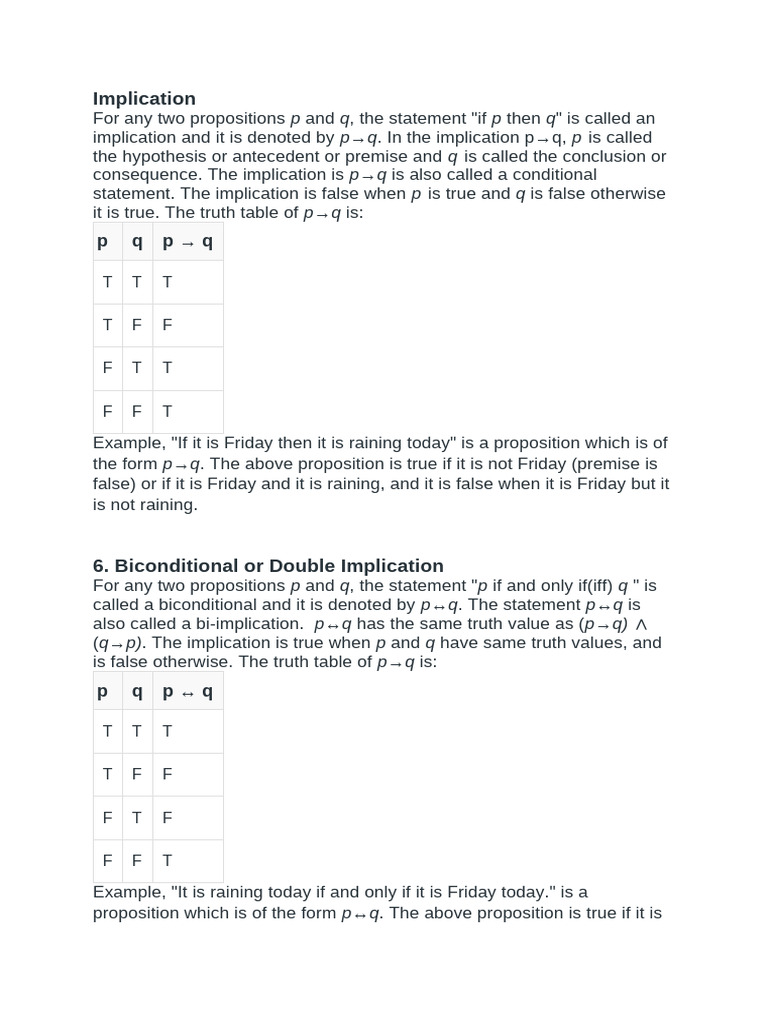 Understanding Implications and Biconditionals | PDF