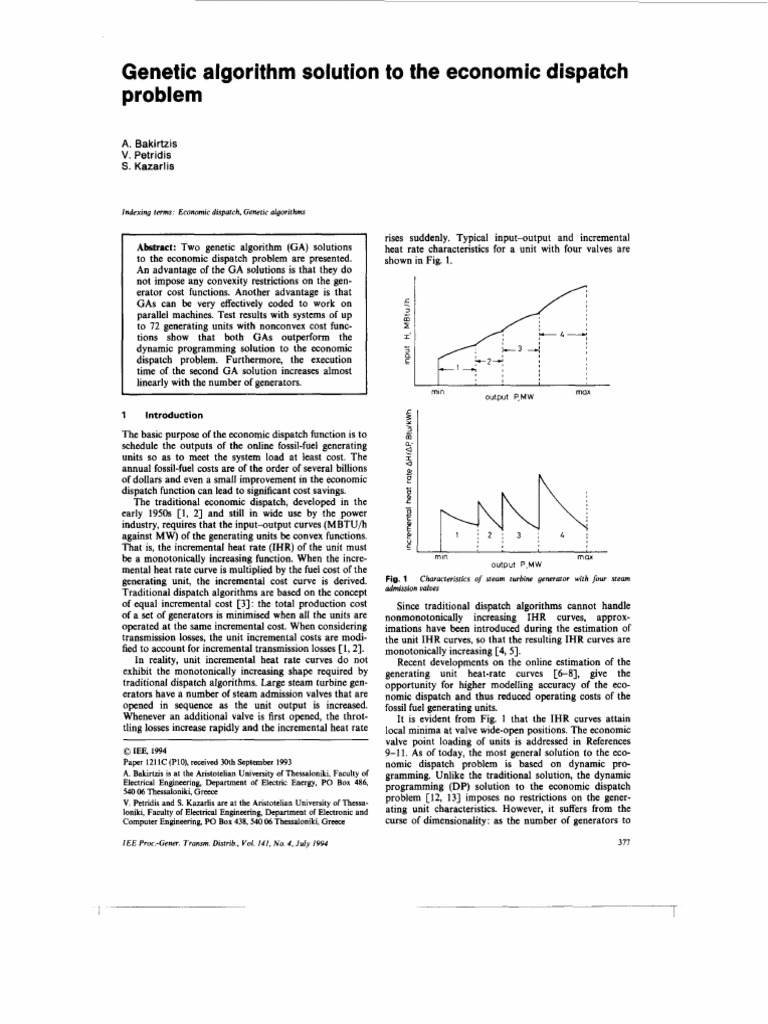 Genetic Algorithms for Economic Dispatch | PDF | Dynamic Programming ...