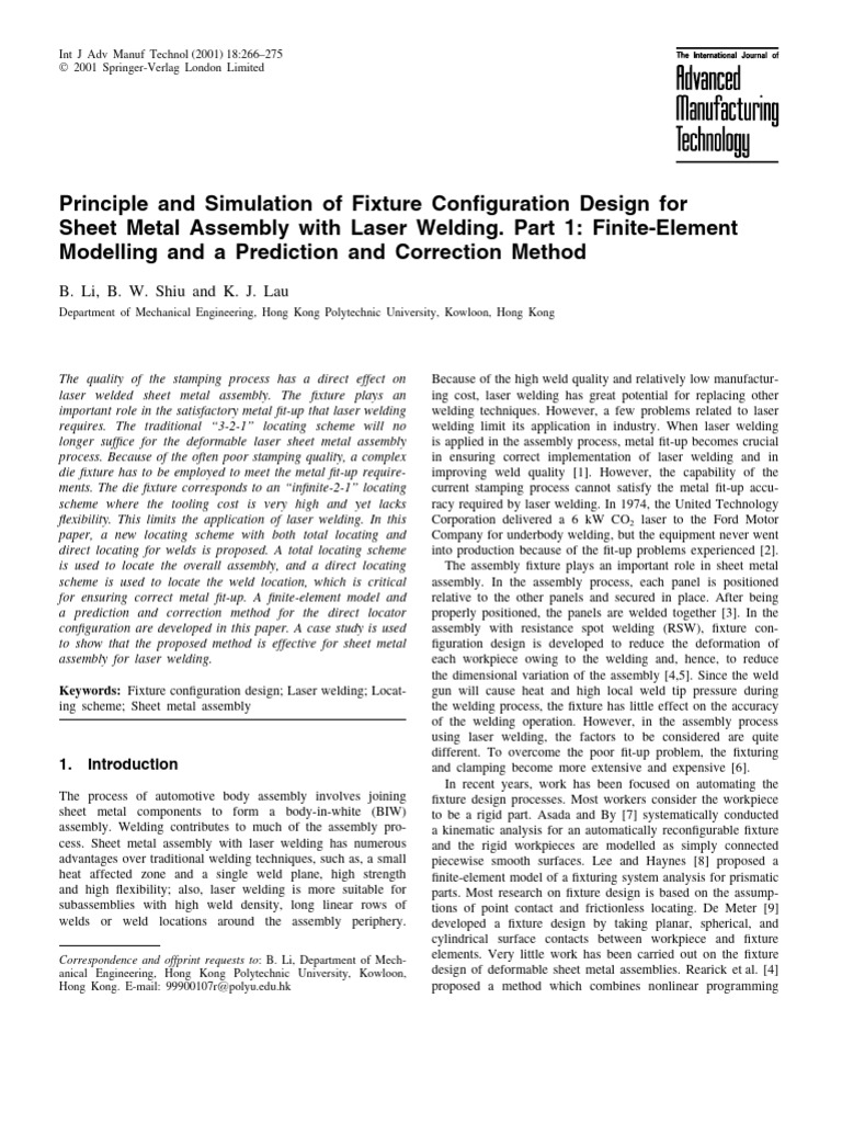 Principle and Simulation of Fixture Configuration Design For | PDF ...