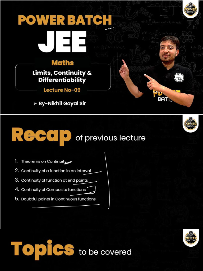Limit Continuity and Differentiability 09 - Class Notes | PDF
