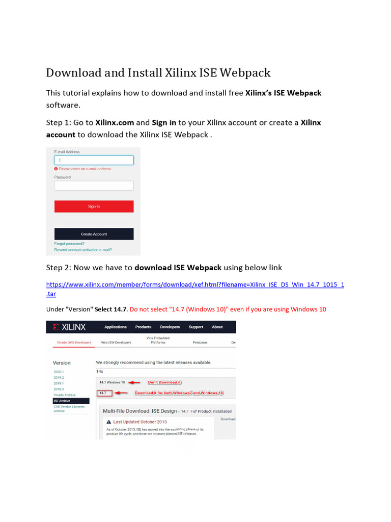 Install Xilinx ISE Webpack Guide | PDF | Microsoft Windows | Windows 10