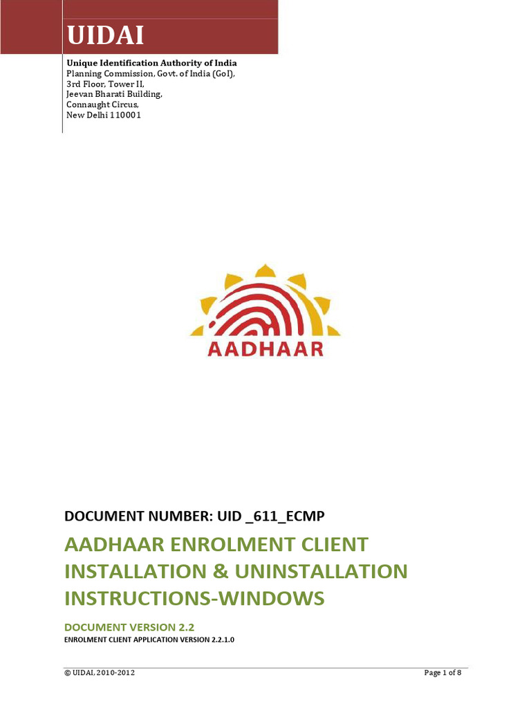 Aadhaar Client Installation Guide for Windows | PDF | Directory ...