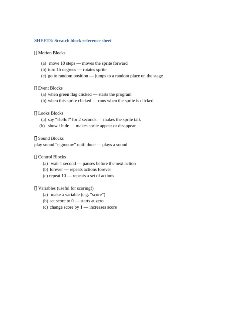 Scratch Programming Block Guide | PDF