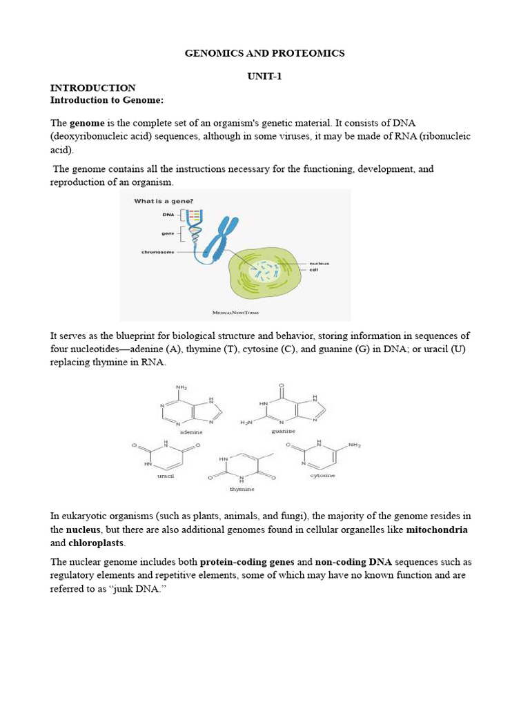 Genomics & Proteomics Unit 1 | PDF | Rna | Messenger Rna