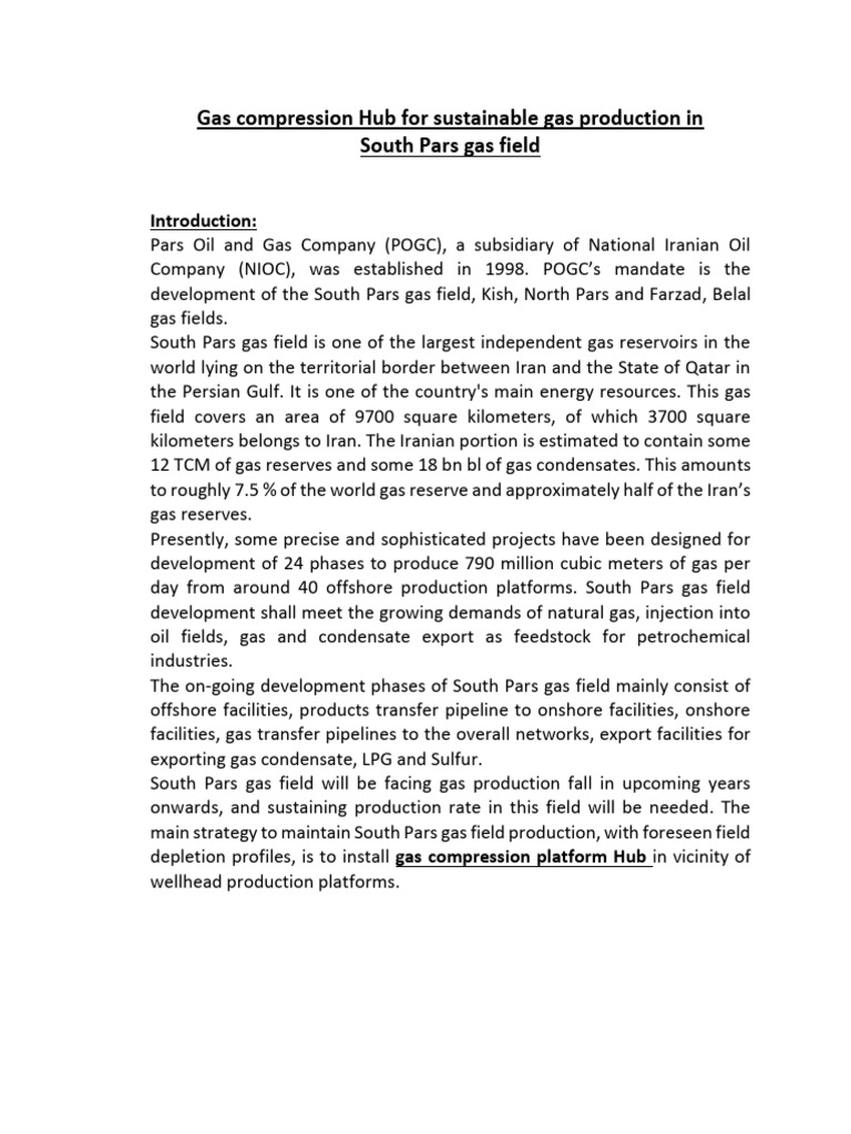 Gas Compression Hub For Sustainable Gas Production in | PDF | Natural ...
