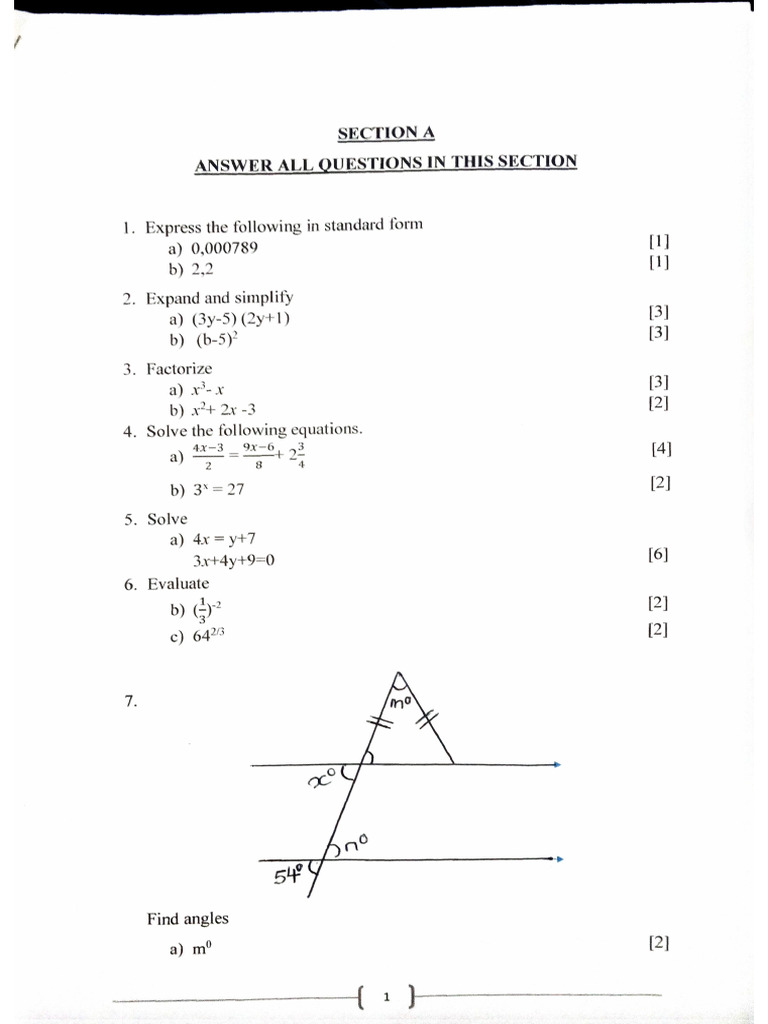 End of Year 2025 Form 2 Mathematics p2 | PDF