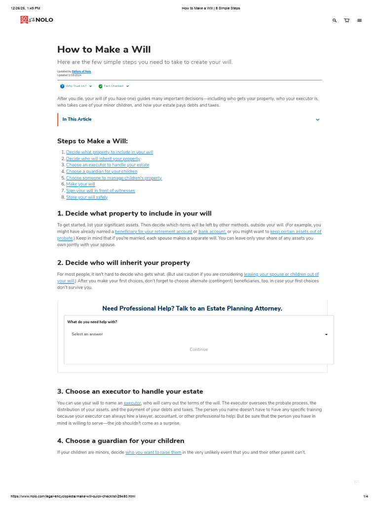 How to Create a Will in 8 Steps | PDF | Will And Testament | Probate