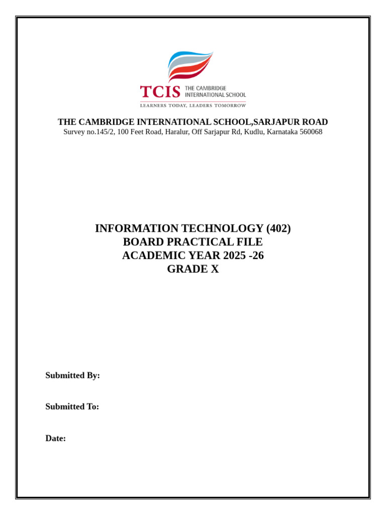 Information Technology (402) Board Practical File Academic Year 2025 ...
