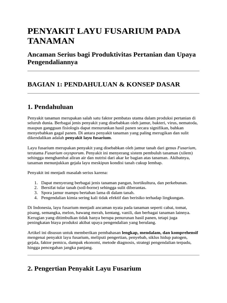 Penyakit Layu Fusarium: Ancaman Pertanian | PDF