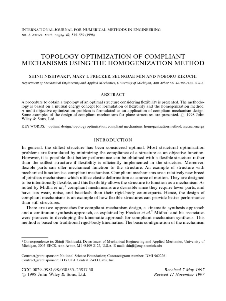 Topology Optimization for Compliant Mechanisms | PDF | Mathematical ...