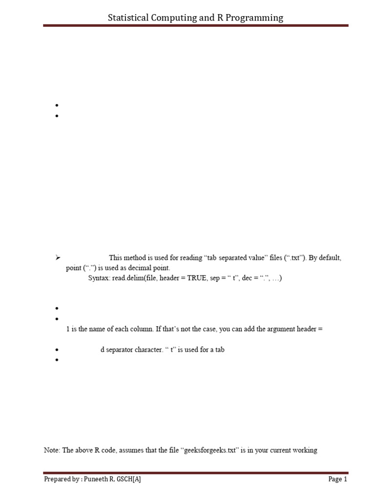 R Programming: File Operations Guide | PDF | Comma Separated Values ...