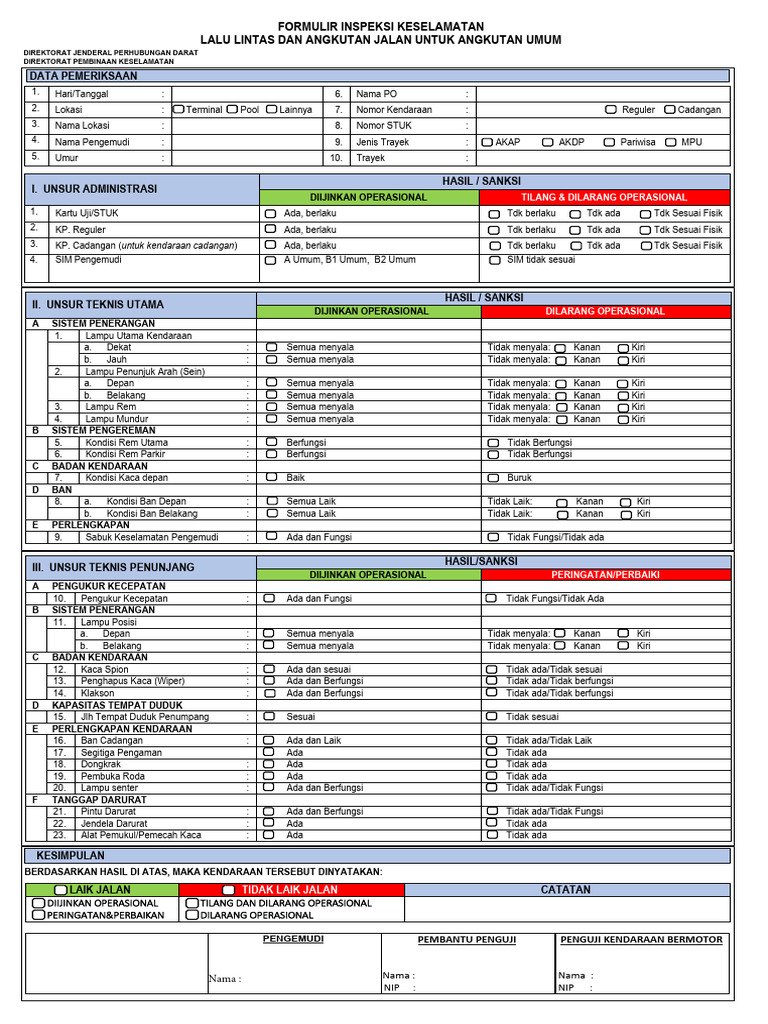 Inspeksi Keselamatan Kendaraan Umum | PDF