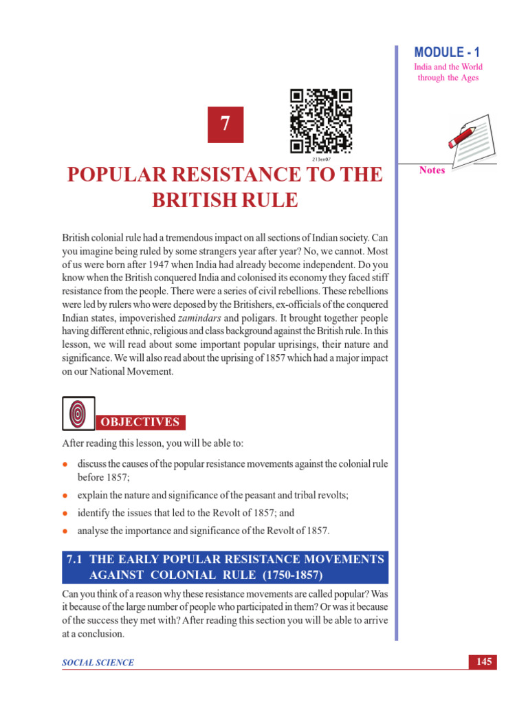 Popular Resistance to British Rule in India | PDF | Indian Rebellion Of ...