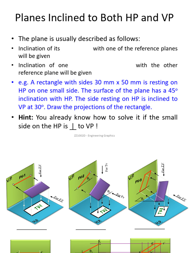Projections of Inclined Planes in Engineering | PDF | Circle | Angle