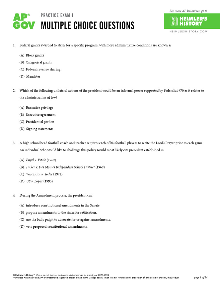 Apush Practice Exam 1 | PDF