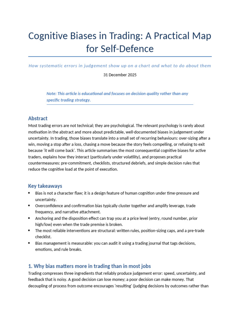 Cognitive Biases in Trading Explained | PDF | Behavioral Economics ...