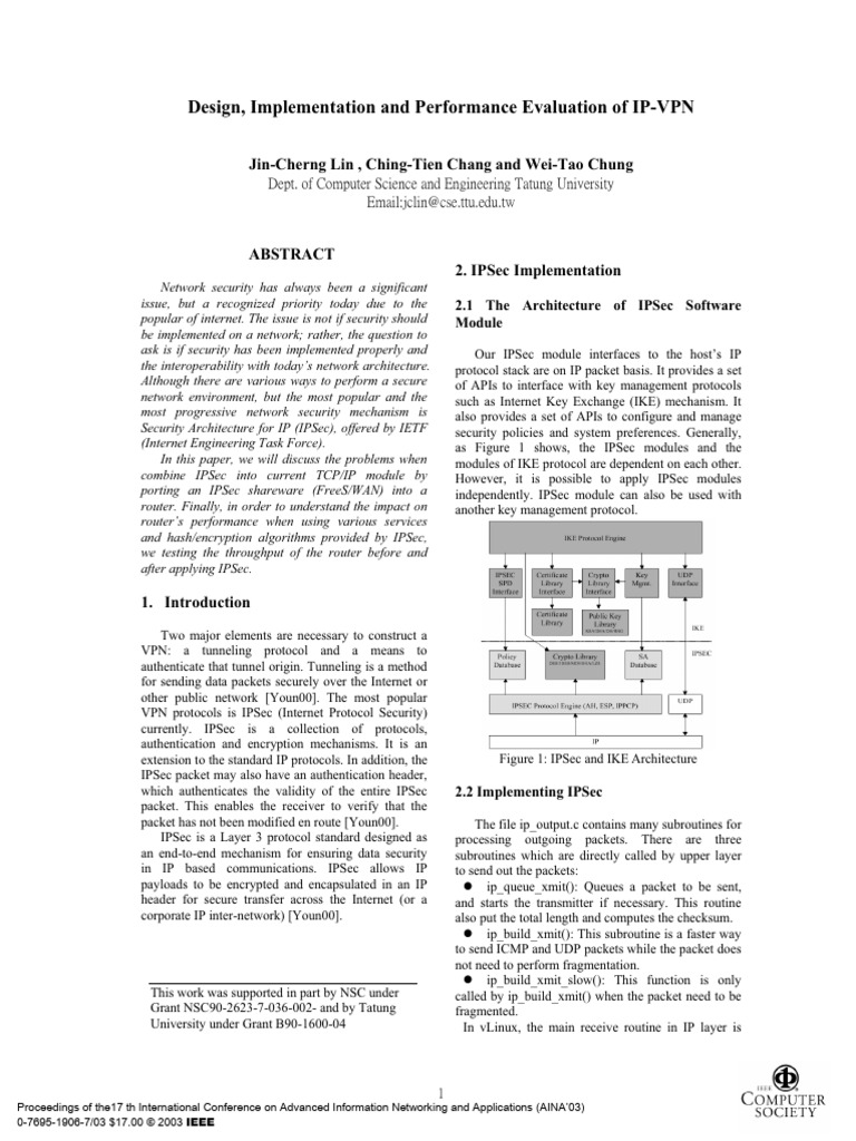 IP-VPN Design and IPSec Performance Evaluation | PDF | Internet ...