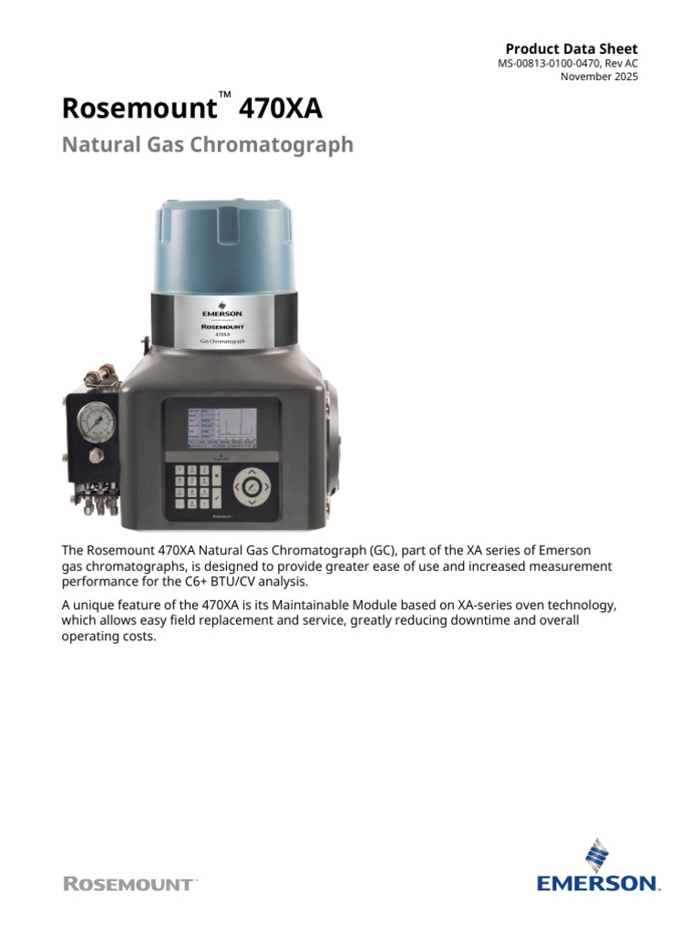 Product Data Sheet Rosemount 470xa | PDF | Gas Chromatography | Scada