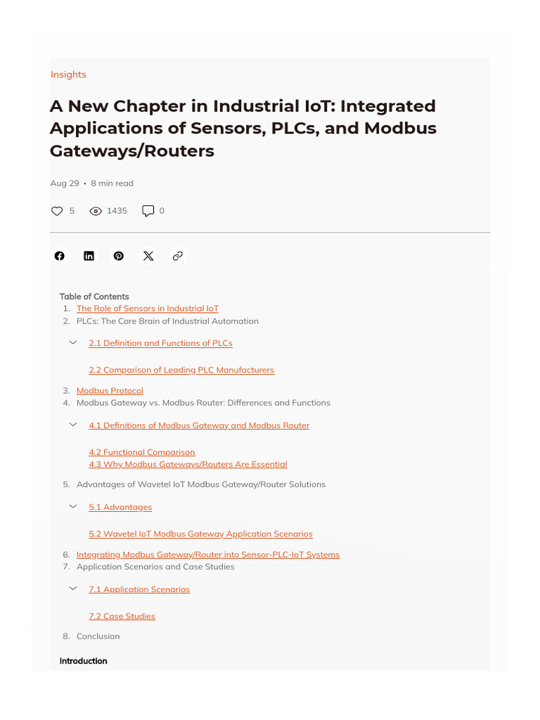 Industrial IoT: Sensors, PLCs, Modbus Integration | PDF | Programmable ...