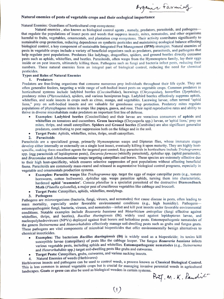 Natural Enemies in Vegetable Pest Control | PDF | Biological Pest ...