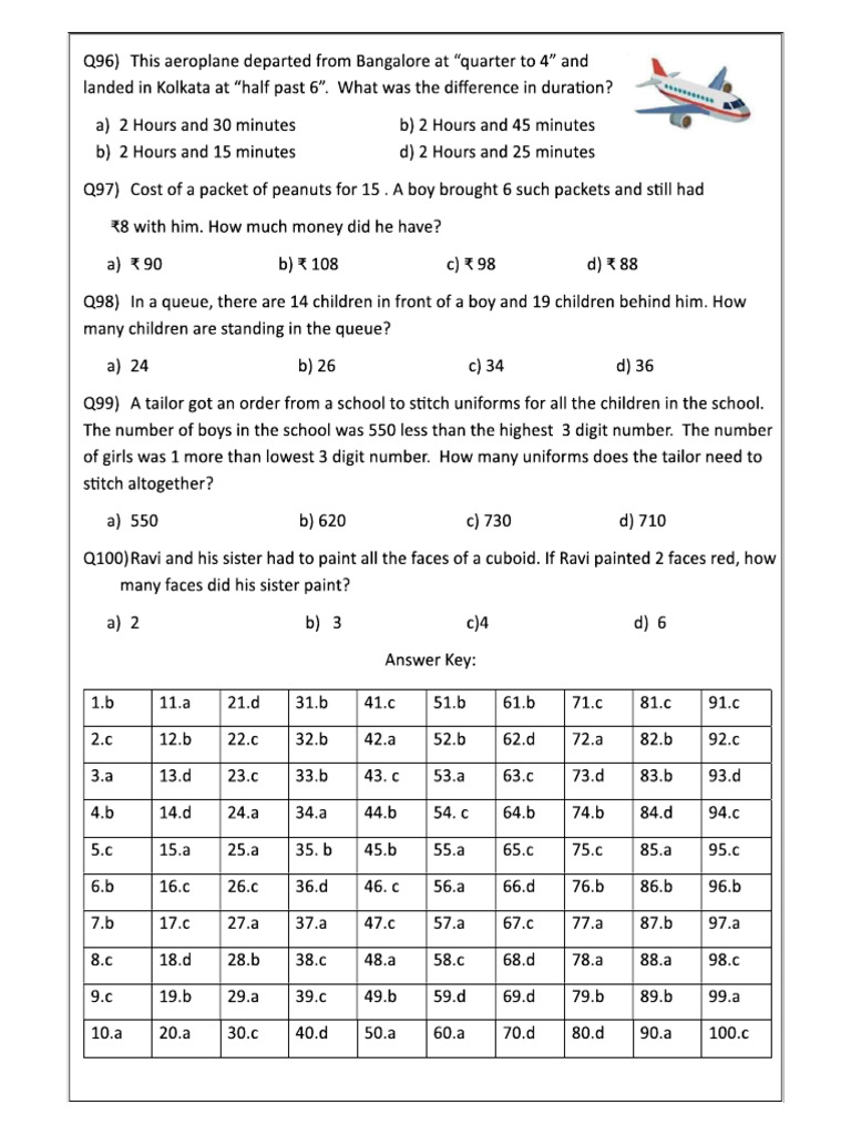 Answer Key Maths | PDF