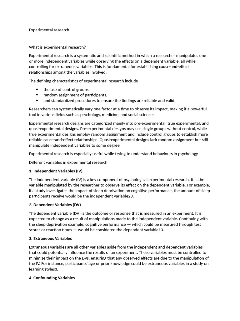 Experimental Research Proposal | PDF | Experiment | Dependent And ...