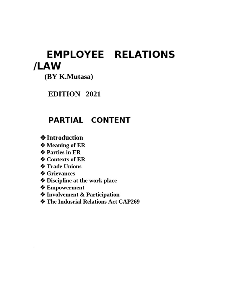 Employee Relations Overview 2021 | PDF | Employment | Trade Union