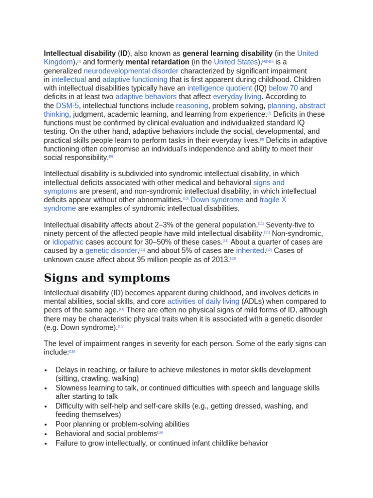 Understanding Intellectual Disability Types | PDF | Intellectual ...