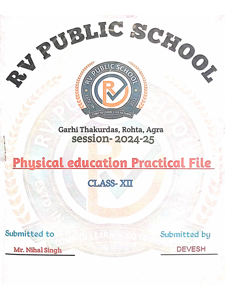 Physical Education Practical File 12 | PDF