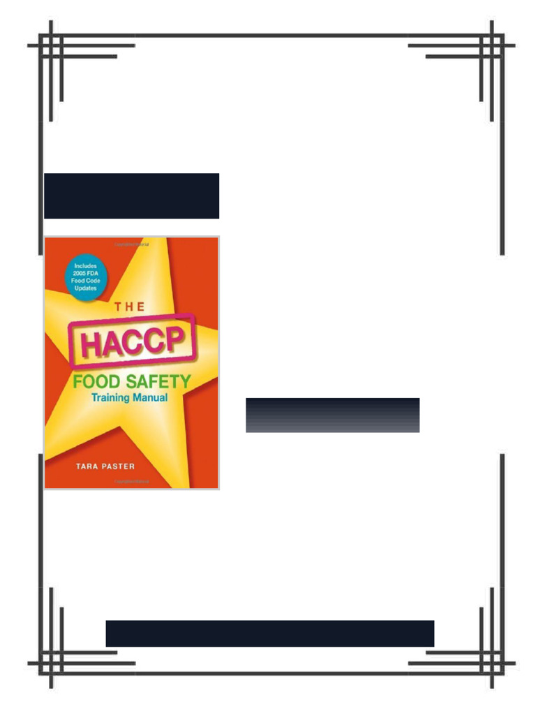 The HACCP Food Safety Training Manual 1st Edition Tara Paster Ebook ...