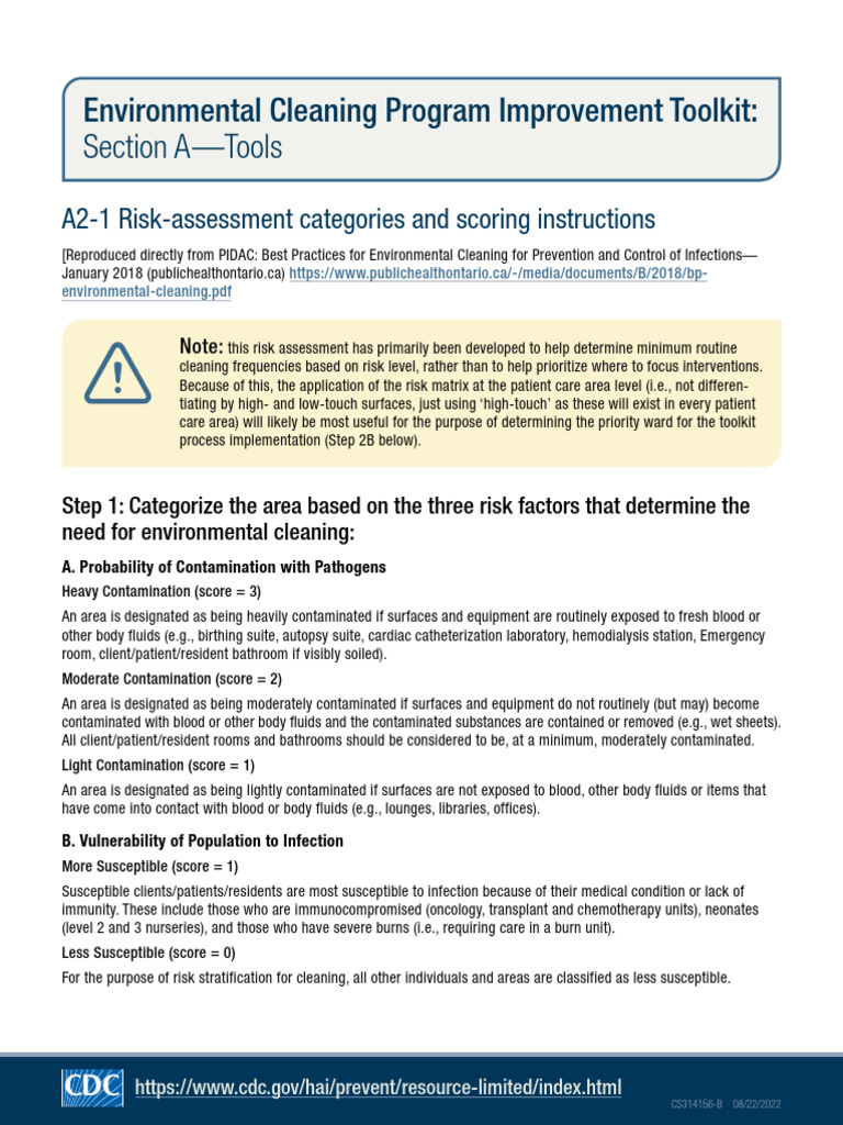Risk Identification Tool For Cleaning | PDF | Risk Assessment | Risk