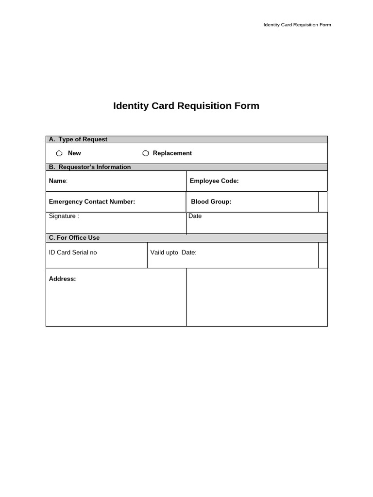 Identity Card Form | PDF