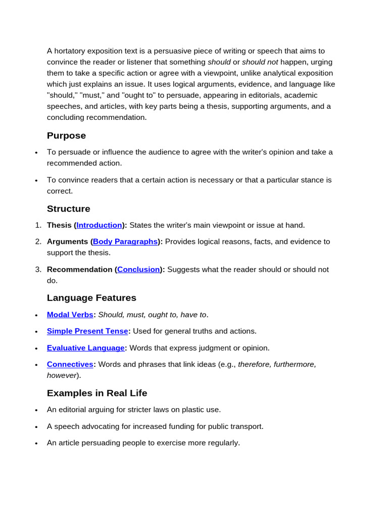 A Hortatory Exposition Text Is | PDF
