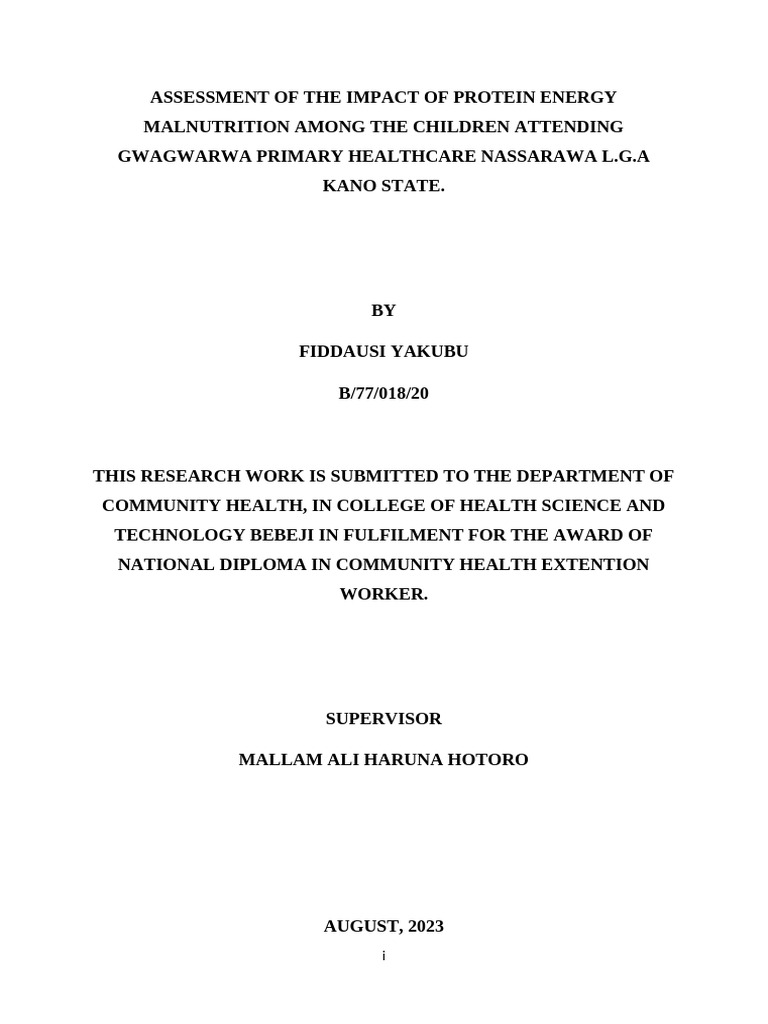 Impact of Protein Energy Malnutrition in Children | PDF | Nutrients ...
