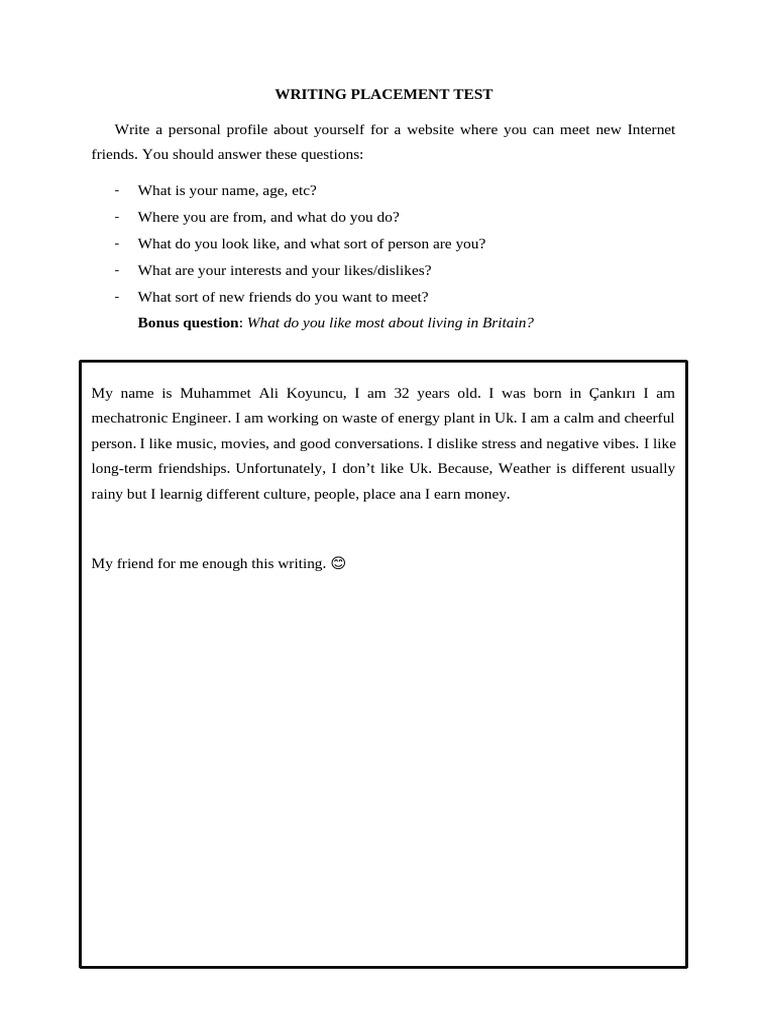 Personal Profile Writing Guide | PDF