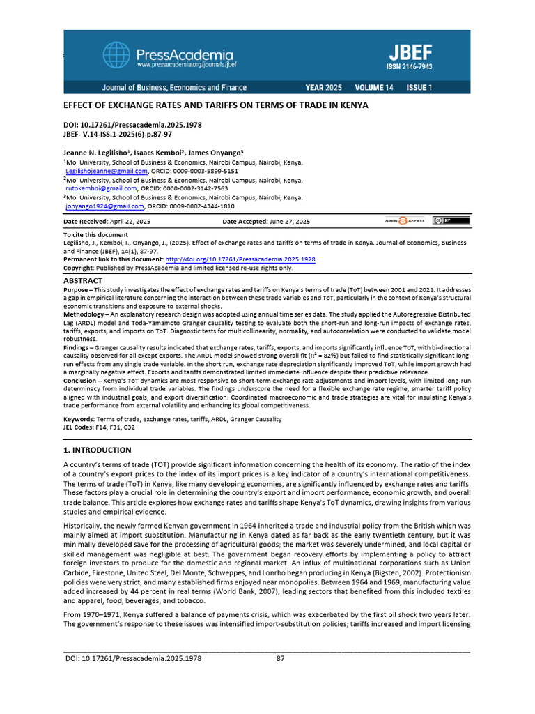 Exchange Rates and Tariffs Impact on Kenya's Trade | PDF | Exchange ...