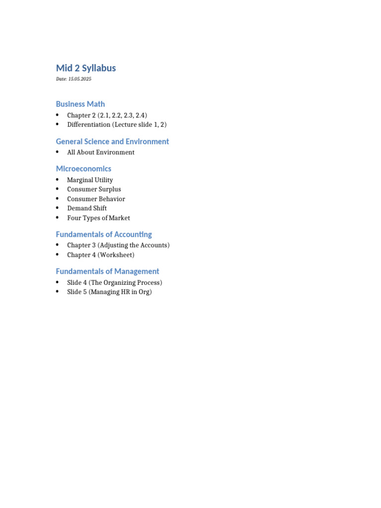Mid 2 Syllabus: Business Math & More | PDF