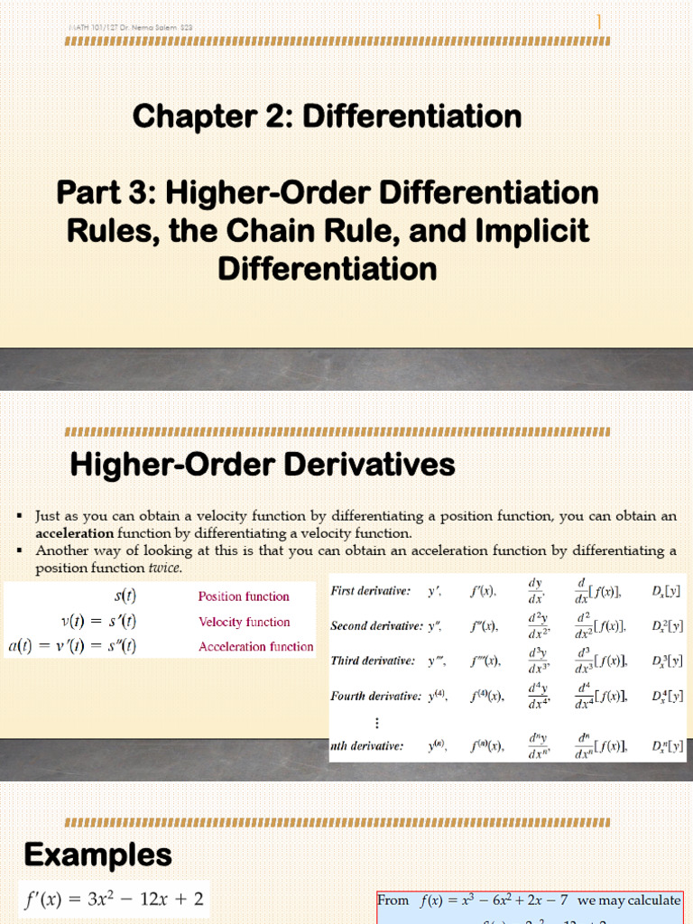 MATH 101 127 CH 2 Differentiation Part 3 S23 | PDF | Derivative ...
