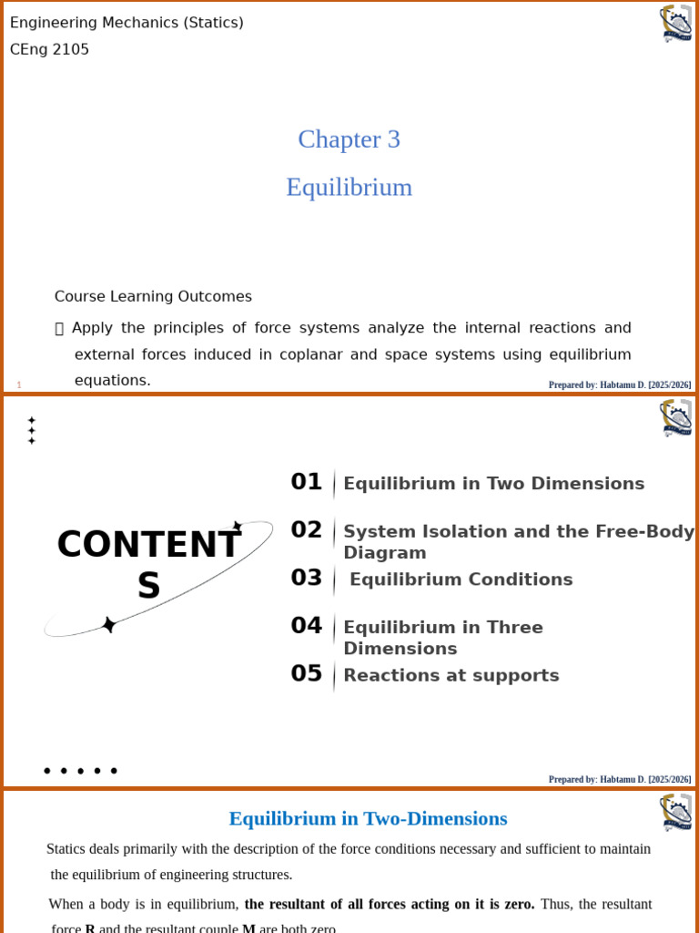 Equilibrium Analysis in Engineering Mechanics | PDF | Force | Euclidean ...