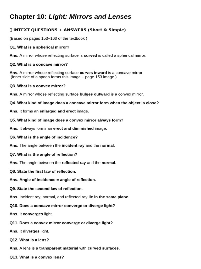 Light: Mirrors and Lenses Overview | PDF | Mirror | Electromagnetic ...