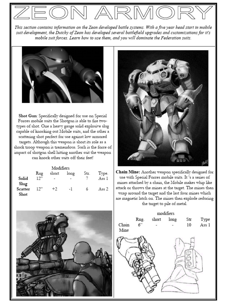 Zeon Mobile Suit Battle Systems Guide | PDF