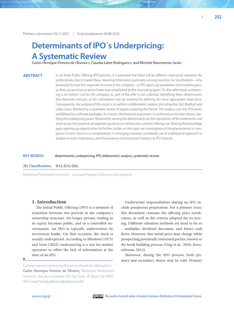 Determinants of IPO Underpricing Analysis | PDF | Initial Public ...